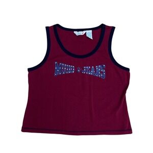 Vintage Mudd Jeans Baby Tee Studded Ringer Tank Top Burgundy XL Y2K 2000s Star